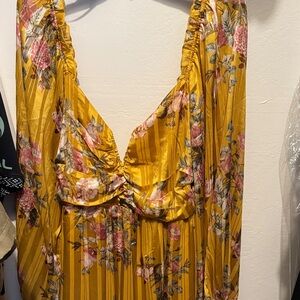 Forever 21 Yellow Floral Backless Dress